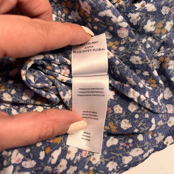 Rails Zana Floral Smocked Long Sleeve Mini Dress Size Medium - Picture 7 of 12